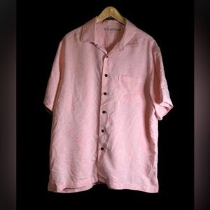 Caribbean Floral Hawaiian Shirt Coral Button Up Beach Vacation Shirt Mens XL